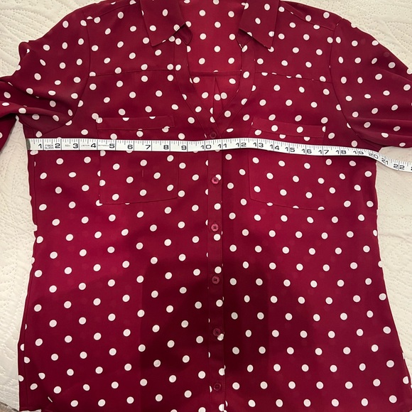 Express Maroon Polka Dot Button Down Shirt - Picture 5 of 5